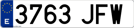 Ejemplo de matrícula de coche ordinaria 3763 JFW