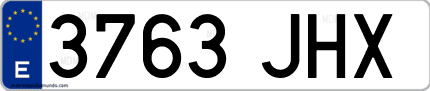 Ejemplo de matrícula de coche ordinaria 3763 JHX