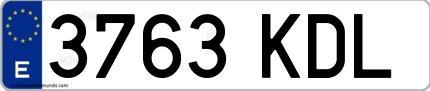 Ejemplo de matrícula española 3763 KDL