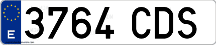 Ejemplo de matrícula de coche ordinaria 3764 CDS