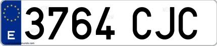 Ejemplo de matrícula española 3764 CJC