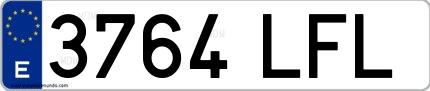 Ejemplo de matrícula española 3764 LFL