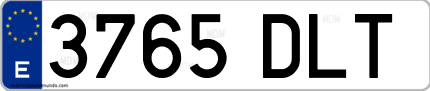 Ejemplo de matrícula de coche ordinaria 3765 DLT