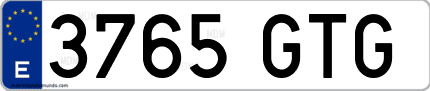 Ejemplo de matrícula de coche ordinaria 3765 GTG