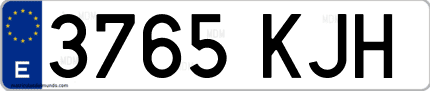 Ejemplo de matrícula de coche ordinaria 3765 KJH