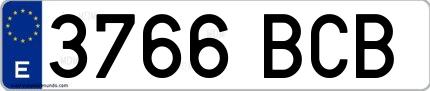 Ejemplo de matrícula española 3766 BCB