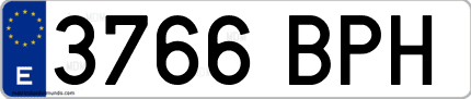 Ejemplo de matrícula de coche ordinaria 3766 BPH