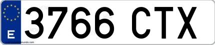 Ejemplo de matrícula española 3766 CTX