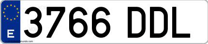 Ejemplo de matrícula española 3766 DDL