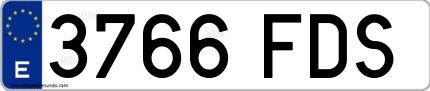 Ejemplo de matrícula española 3766 FDS