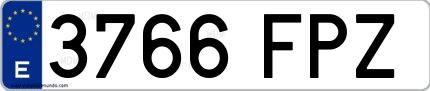 Ejemplo de matrícula española 3766 FPZ