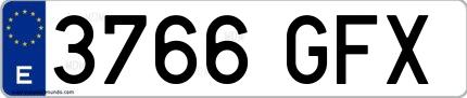 Ejemplo de matrícula española 3766 GFX