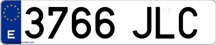 Ejemplo de matrícula española 3766 JLC