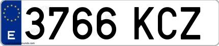 Ejemplo de matrícula española 3766 KCZ