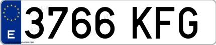 Ejemplo de matrícula española 3766 KFG