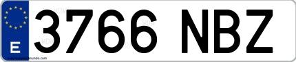Ejemplo de matrícula española 3766 NBZ