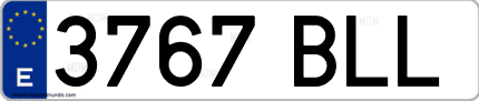 Ejemplo de matrícula de coche ordinaria 3767 BLL