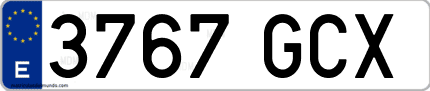 Ejemplo de matrícula de coche ordinaria 3767 GCX