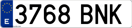 Ejemplo de matrícula de coche ordinaria 3768 BNK