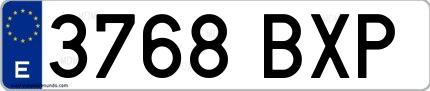 Ejemplo de matrícula española 3768 BXP