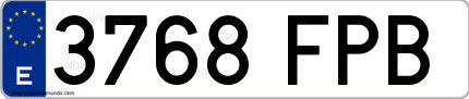 Ejemplo de matrícula de coche ordinaria 3768 FPB