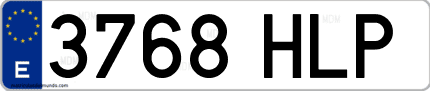 Ejemplo de matrícula de coche ordinaria 3768 HLP
