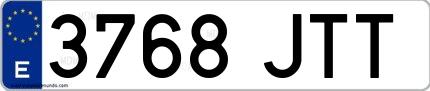 Ejemplo de matrícula española 3768 JTT