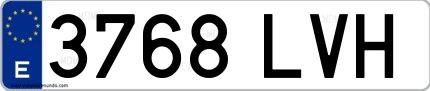 Ejemplo de matrícula española 3768 LVH