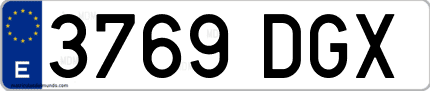 Ejemplo de matrícula de coche ordinaria 3769 DGX