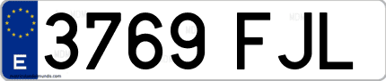Ejemplo de matrícula de coche ordinaria 3769 FJL