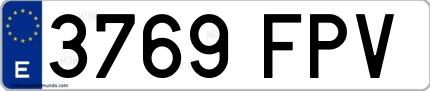 Ejemplo de matrícula española 3769 FPV