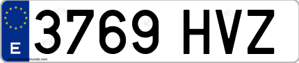 Ejemplo de matrícula de coche ordinaria 3769 HVZ