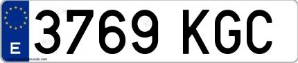 Ejemplo de matrícula española 3769 KGC