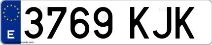 Ejemplo de matrícula española 3769 KJK