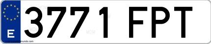 Ejemplo de matrícula española 3771 FPT