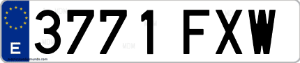 Ejemplo de matrícula de coche ordinaria 3771 FXW