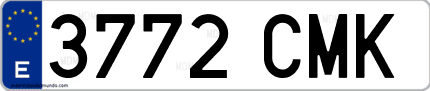 Ejemplo de matrícula de coche ordinaria 3772 CMK