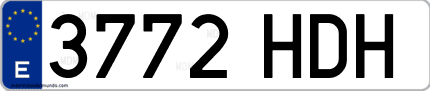 Ejemplo de matrícula de coche ordinaria 3772 HDH