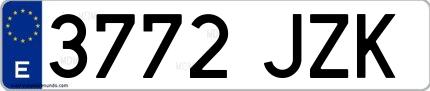 Ejemplo de matrícula española 3772 JZK