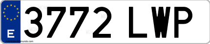 Ejemplo de matrícula de coche ordinaria 3772 LWP
