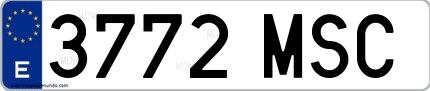 Ejemplo de matrícula española 3772 MSC