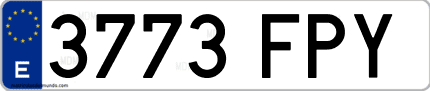 Ejemplo de matrícula de coche ordinaria 3773 FPY