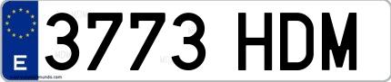 Ejemplo de matrícula española 3773 HDM