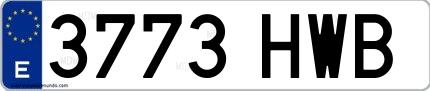 Ejemplo de matrícula española 3773 HWB