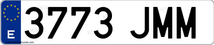Ejemplo de matrícula de coche ordinaria 3773 JMM