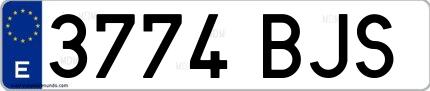 Ejemplo de matrícula española 3774 BJS