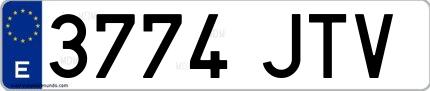 Ejemplo de matrícula española 3774 JTV