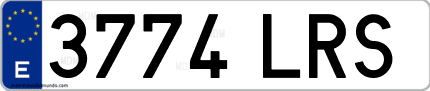 Ejemplo de matrícula de coche ordinaria 3774 LRS