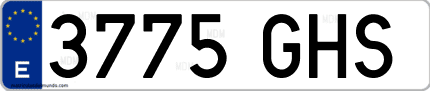 Ejemplo de matrícula de coche ordinaria 3775 GHS