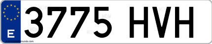 Ejemplo de matrícula de coche ordinaria 3775 HVH